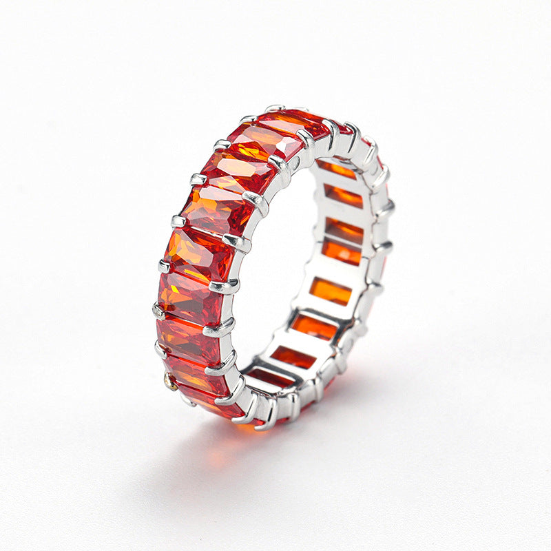 Niche Colorful Multi-Color Zircon Titanium Steel Ring