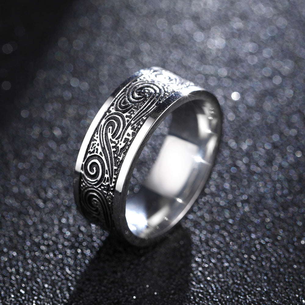 Titanium Steel Retro Men Ring