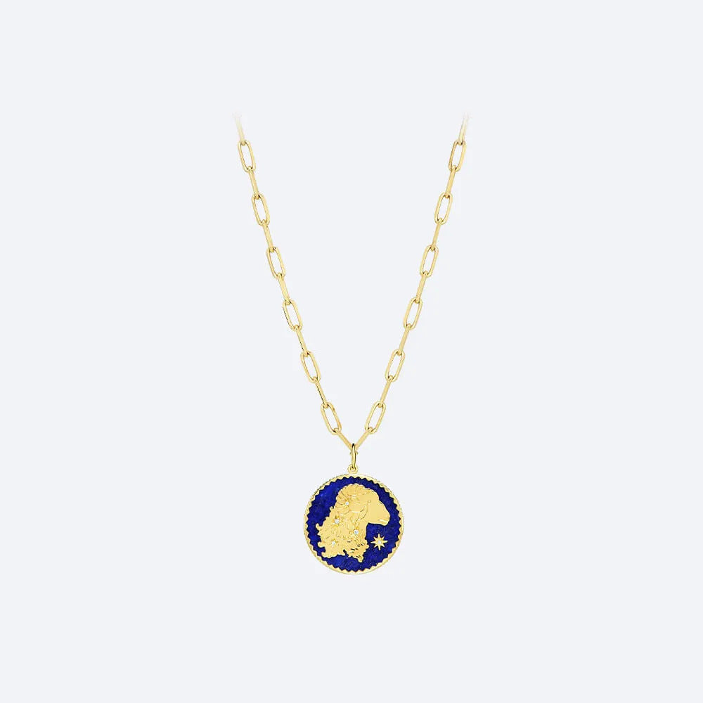 12 Constellation Gold Coin Pendant Clavicle Chain