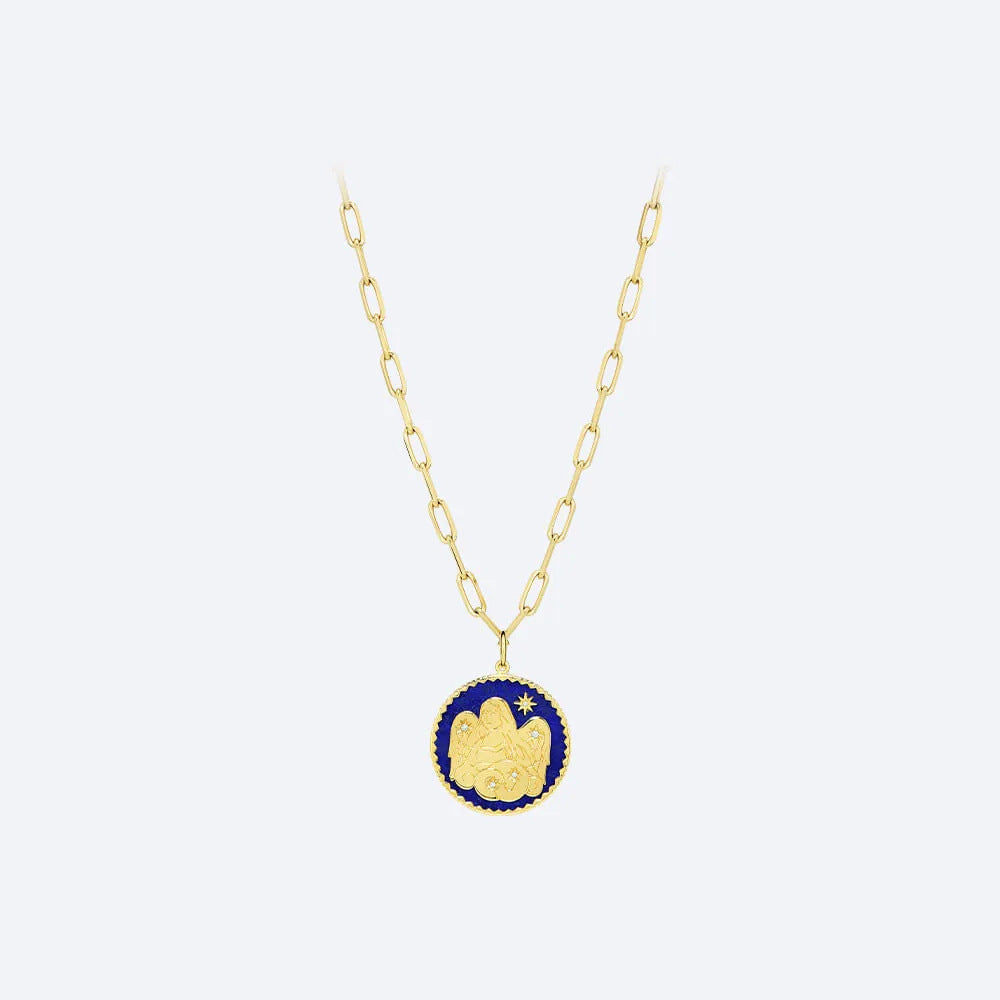 12 Constellation Gold Coin Pendant Clavicle Chain