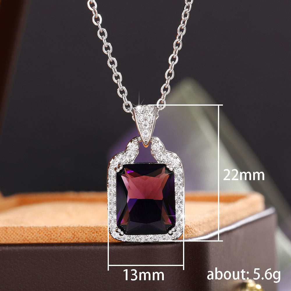 European And American Entry Lux Fashion Colored Gems Necklace