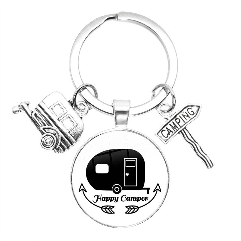 Time Gem Keychain Good Friend Happy Wild Camping Pendant