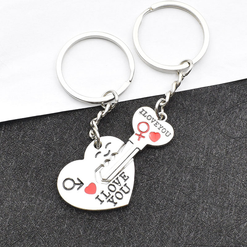 Heart-Shaped Keychain English Secret Love Keychain Couple Keychain