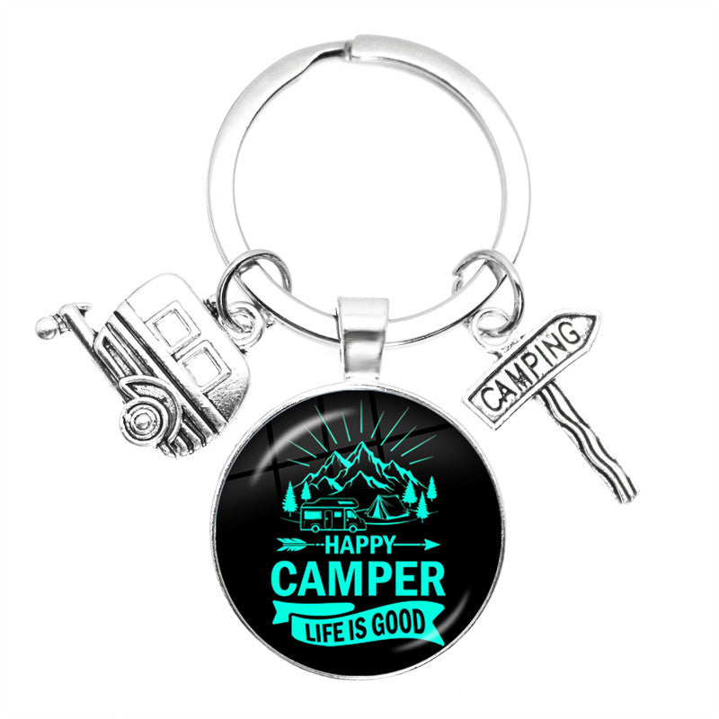 Time Gem Keychain Good Friend Happy Wild Camping Pendant