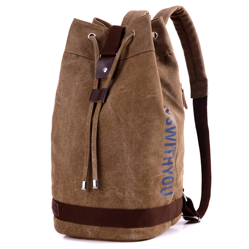 Multifunctional Canvas Drawstring Bucket Backpack - Large Capacity for Everyday Use