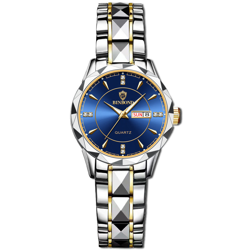 Waterproof Tungsten Steel Calendar Quartz Watch - Choices for Men & Women