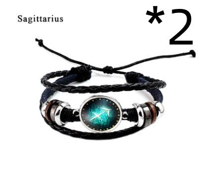 Twelve Constellation Glass Piece Couple Bracelet