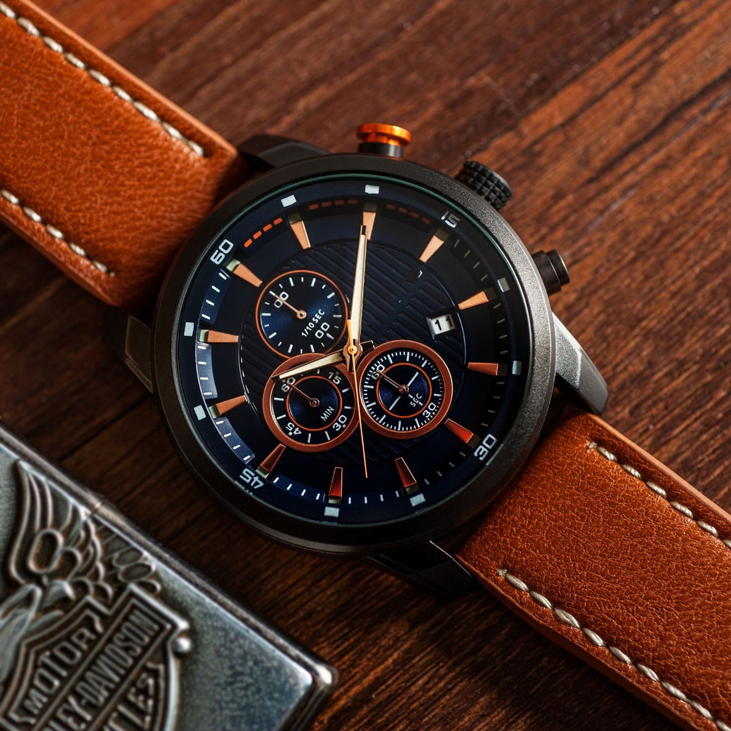 Multifunctional Leather Sports Quartz Watch