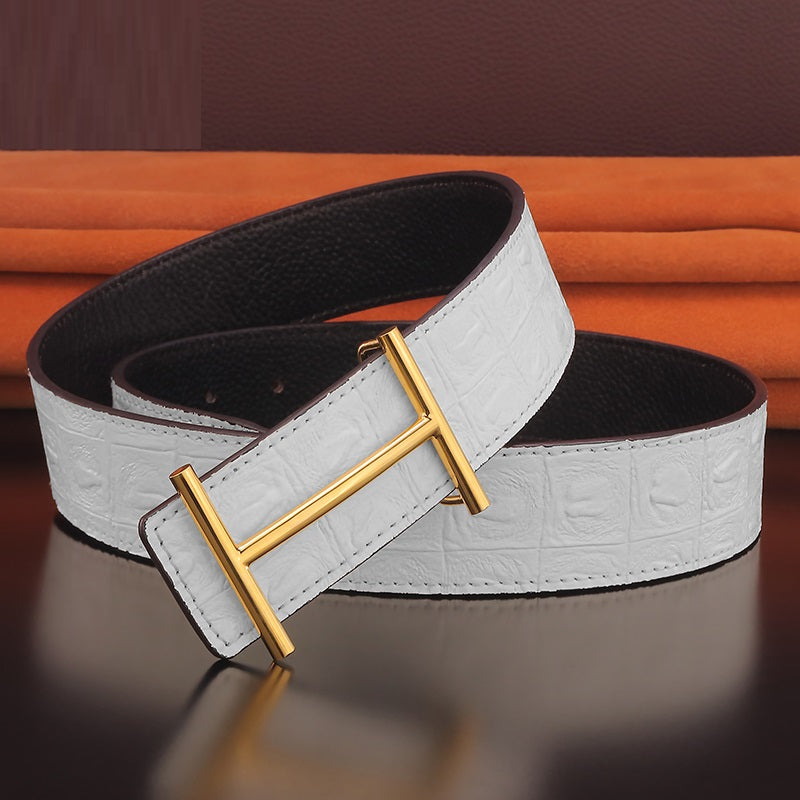 Fashion Pure Copper Buckle Youth Leather Belt