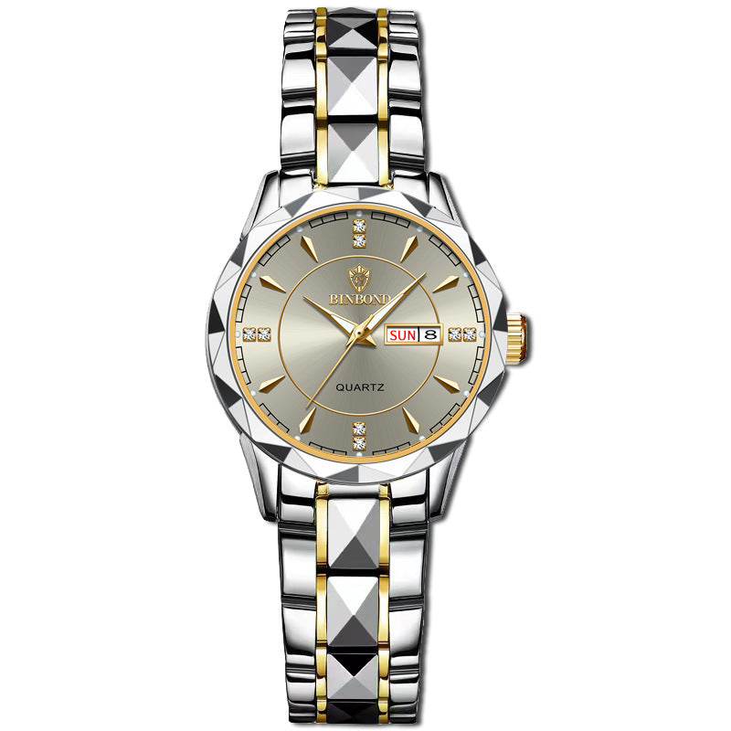 Waterproof Tungsten Steel Calendar Quartz Watch - Choices for Men & Women