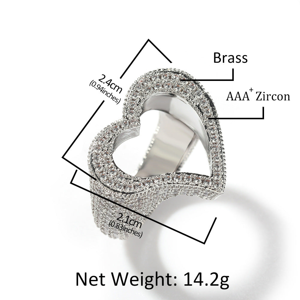 Fashion Personality Hollow Heart Zircon Ring