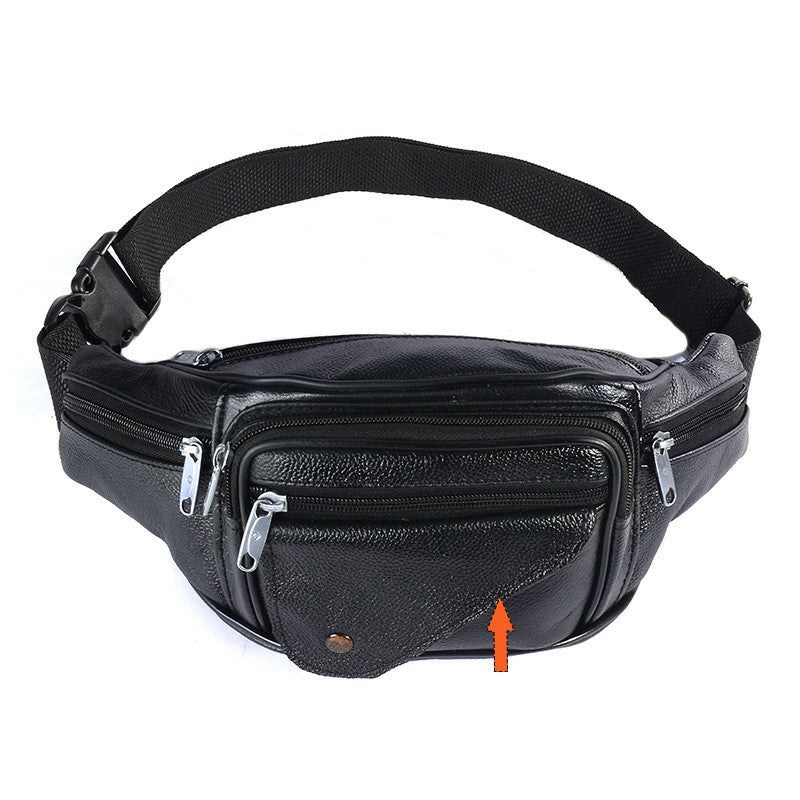 Men's Leather Multifunctional Casual Outdoor Large-Capacity Diagonal Waist Bag