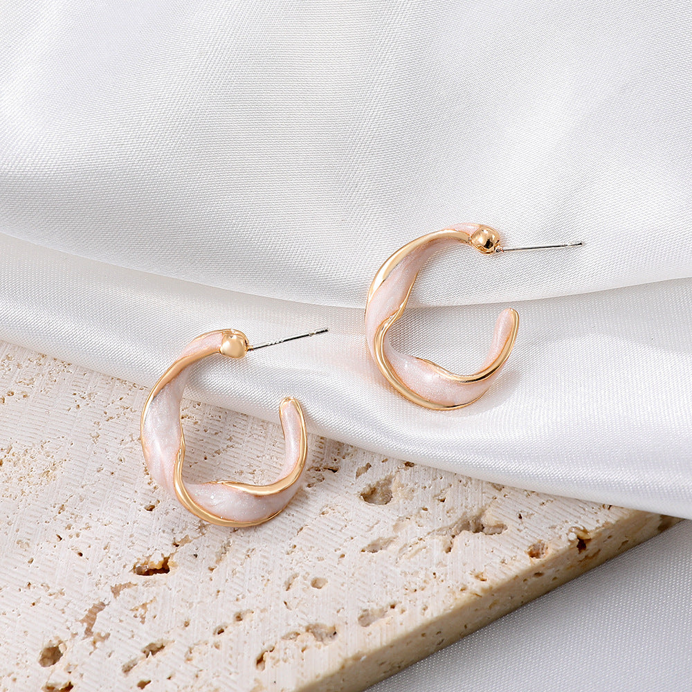 Niche Oil Drop Spiral Earrings Net Celebrity Temperament All-Match C Shape