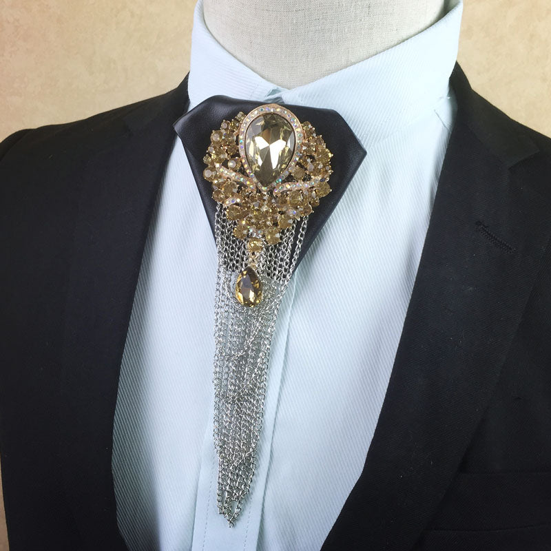 Men's Bow Tie With Metal Diamond Tassel