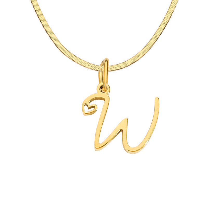 Women's Stainless Steel Necklace With Letter Pendant