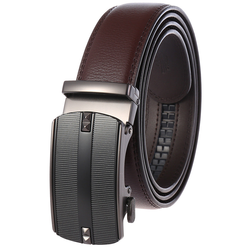 Automatic Buckle Belt Men's Two-Layer Cowhide