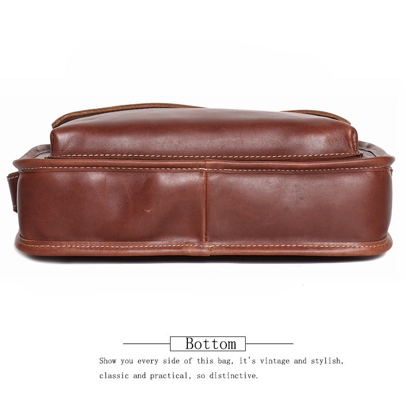 Men's Real-Leather Bag Cowhide Casual Simple Shoulder