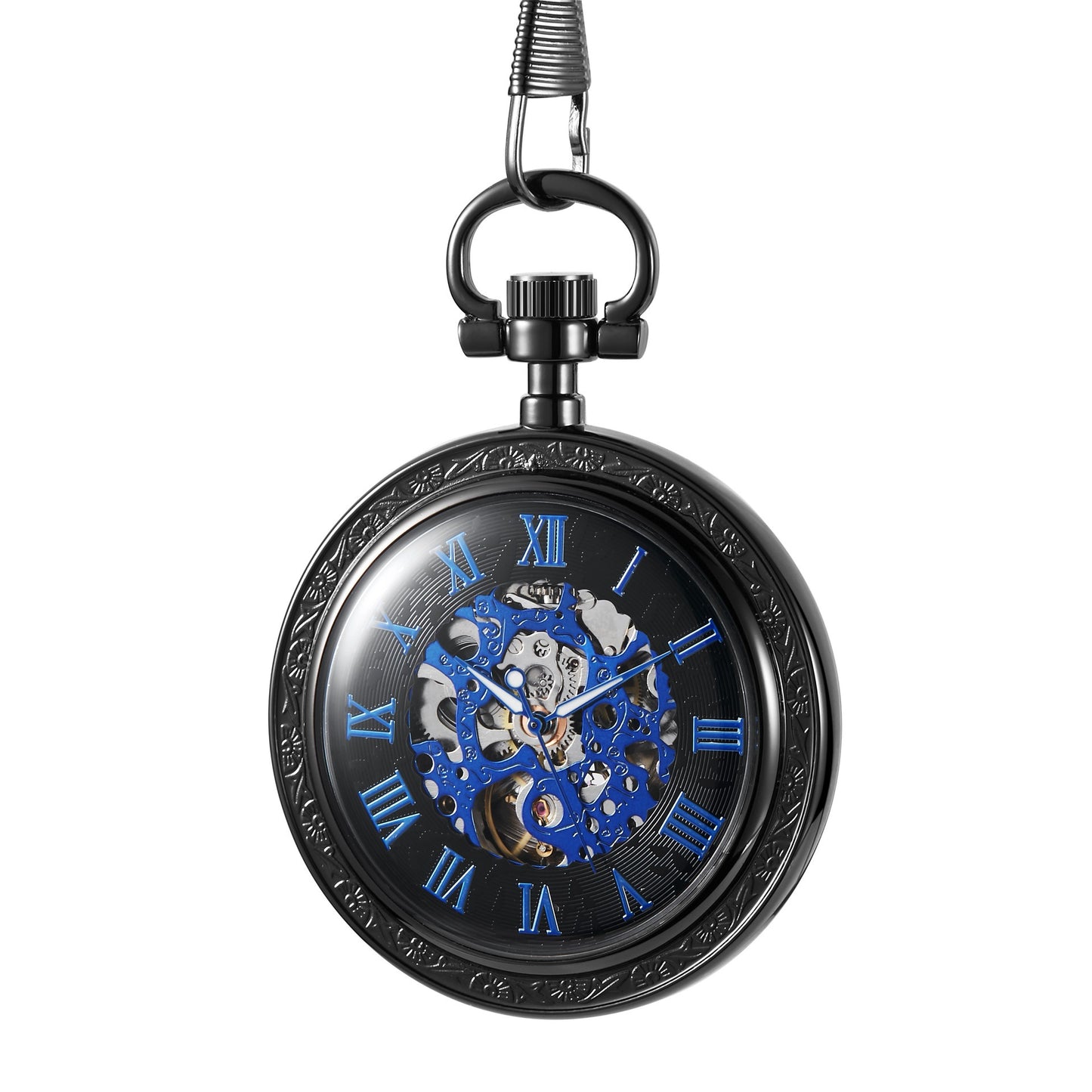 Bronze Transparent Bottom Glossy Semi-Automatic Mechanical Pocket Watch