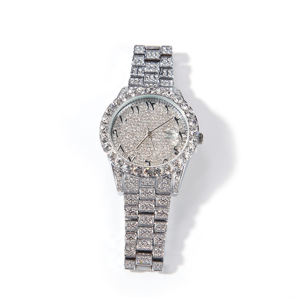 Full Diamond British Flower Body Digital Large Watch