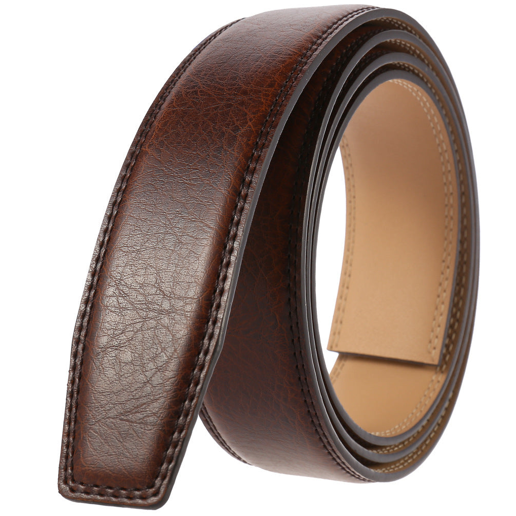 Men's Belt Strips With Automatic Buckle Cowhide Headless