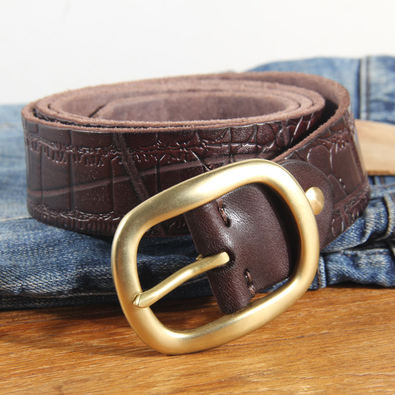 Leather Casual Full Top Layer Cowhide Jeans Belt