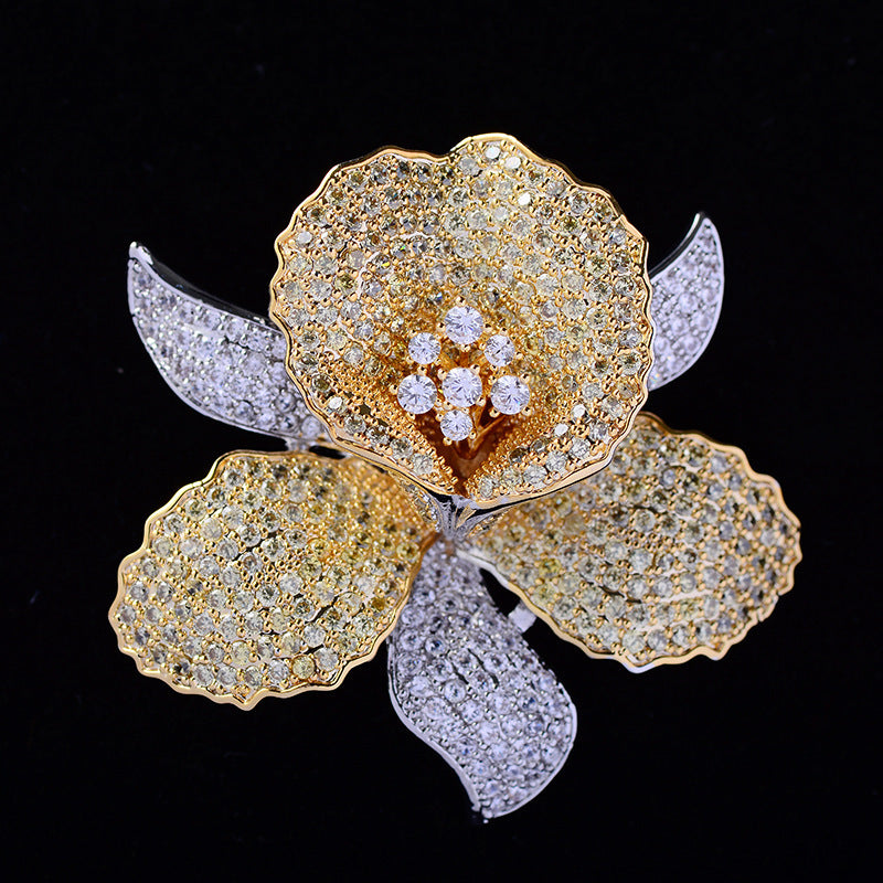 European And American Luxury Zircon Flower Brooch