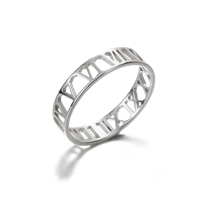 Stainless Steel Hollow Ring Heart-Shaped Geometric Ring