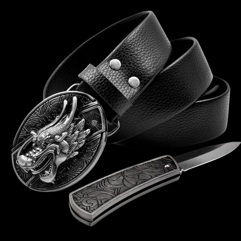 Men's Leather Defensive Fashion Punk Belt Knife