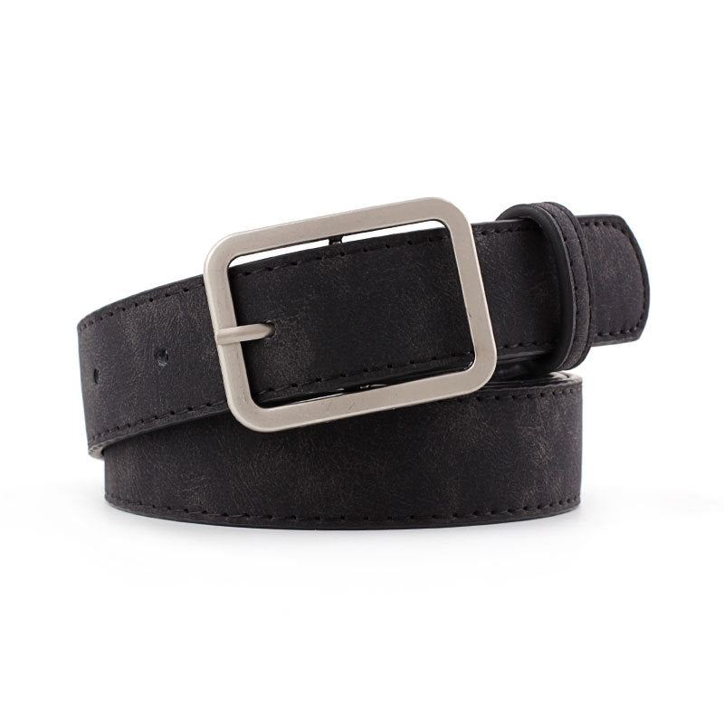 Simple And Versatile Square Buckle PU Leather Belt For Students