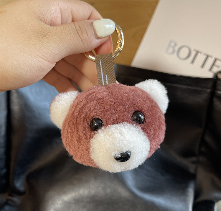 Real Wool Bear Car Keychain Fur Plush Doll