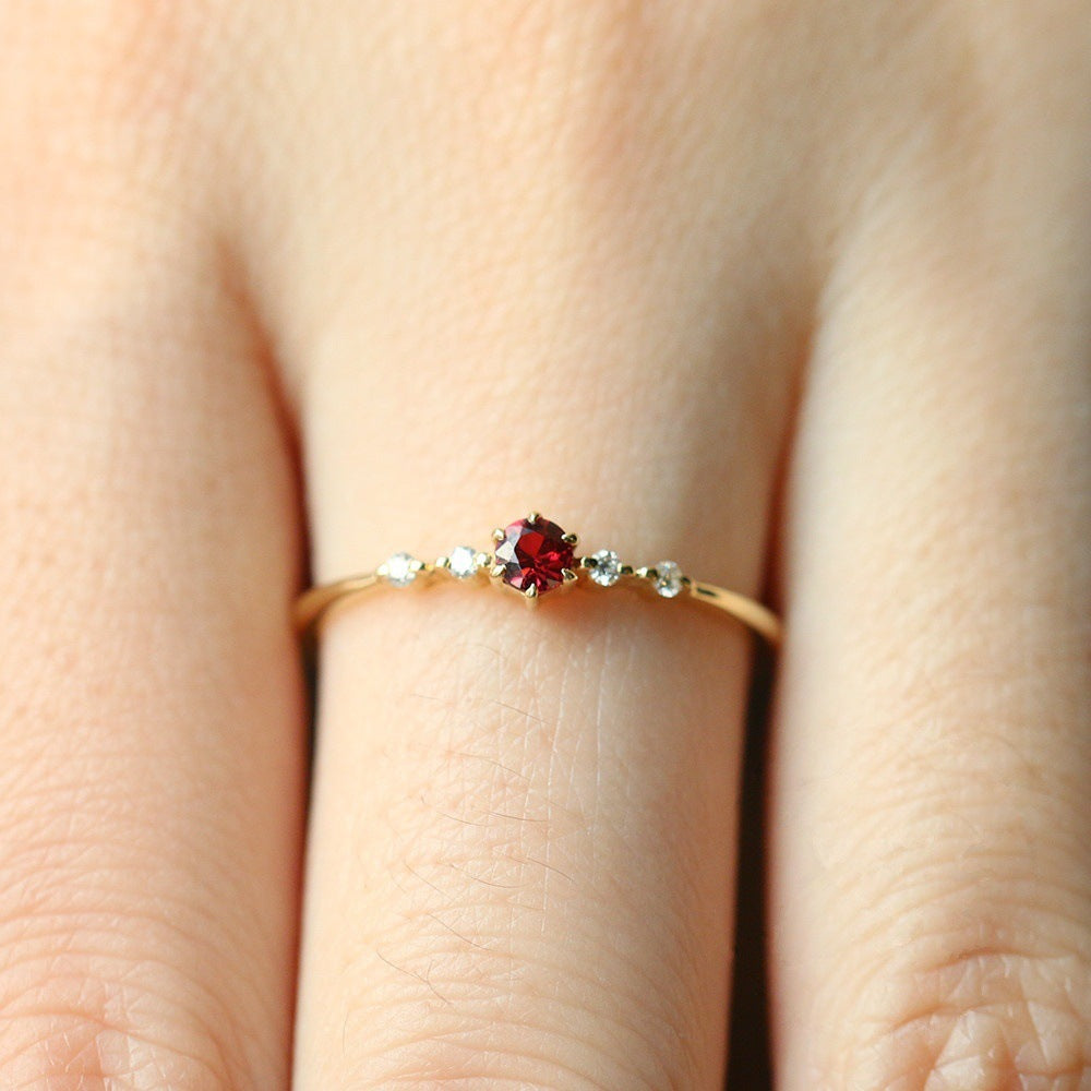 Fashionable Ruby With Diamonds Women's 16K Gold Engagement Wedding Ring