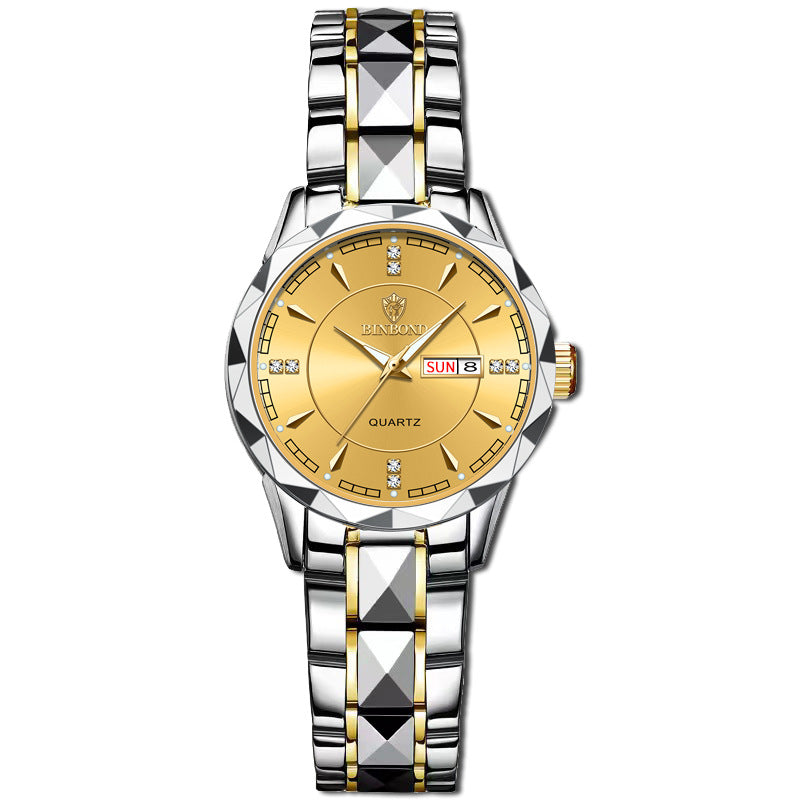 Waterproof Tungsten Steel Calendar Quartz Watch - Choices for Men & Women