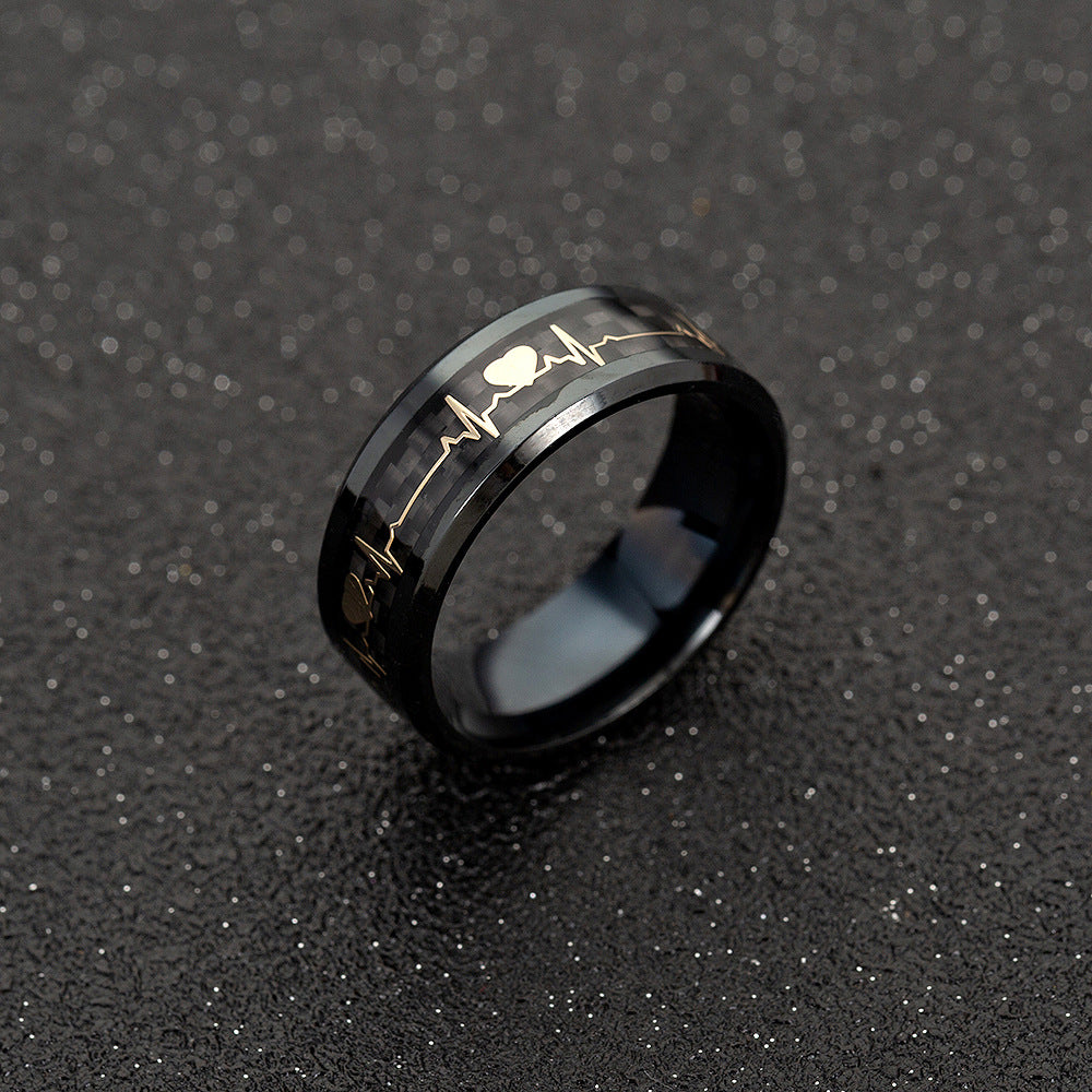 Couple Carbon Fiber ECG Couple Ring