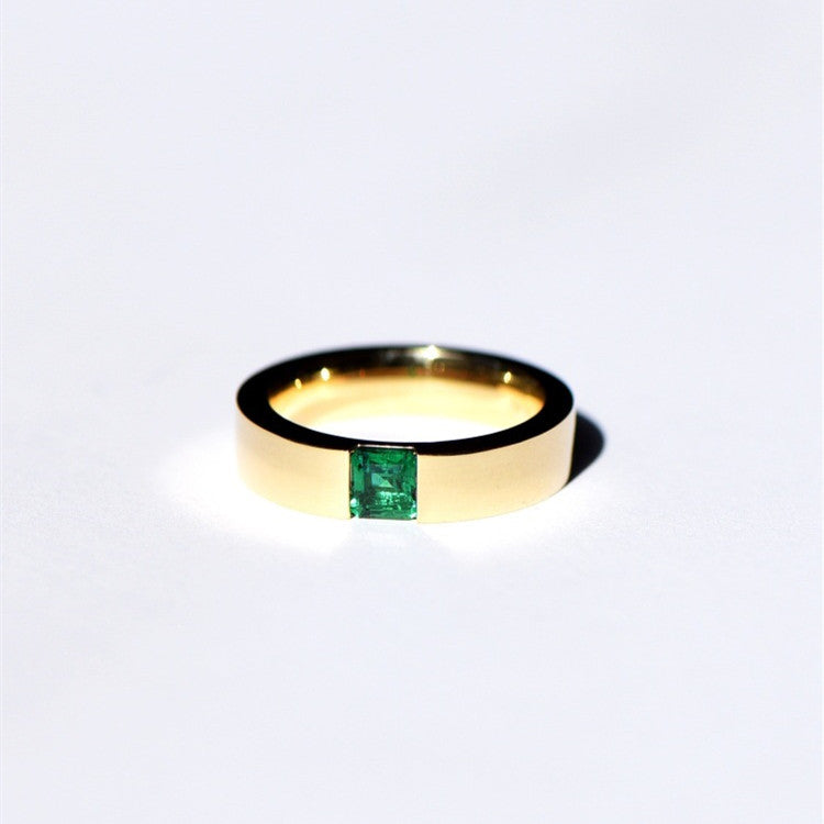 Emerald Zircon Gold Plated Emerald Ring