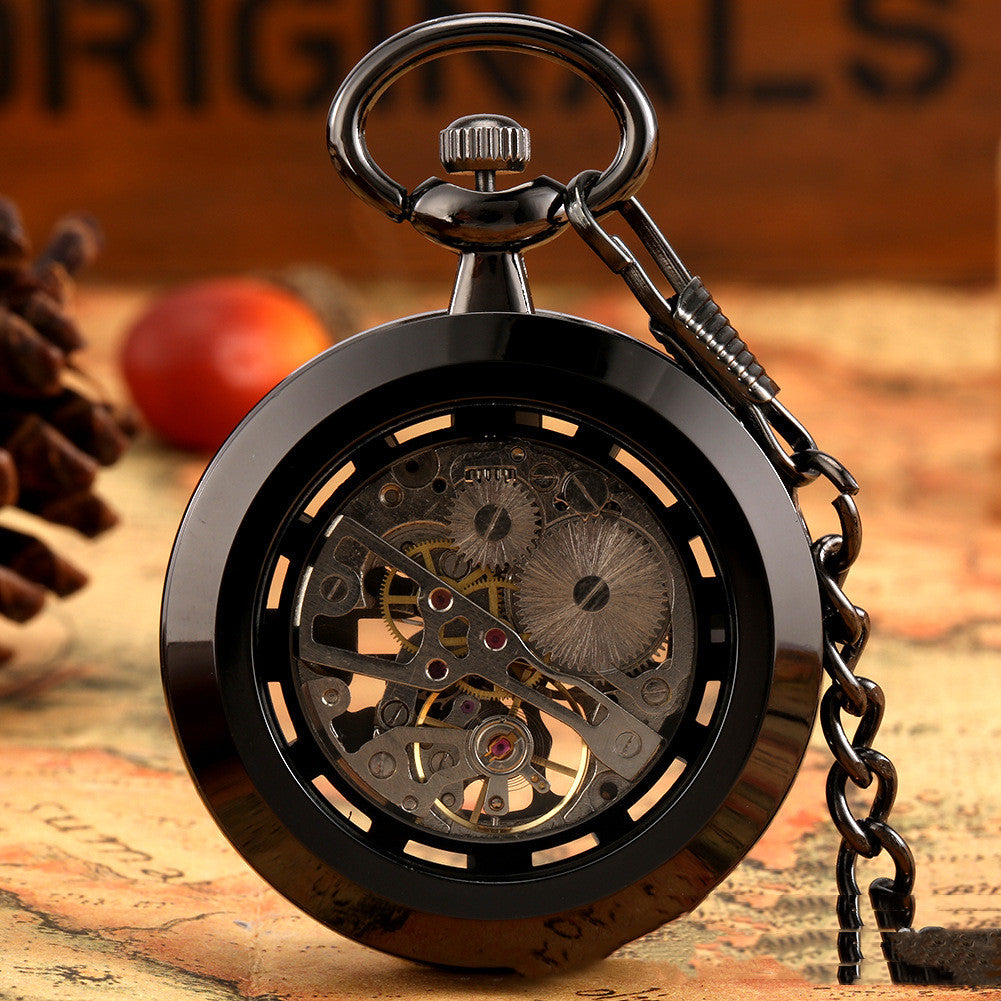 Men's Retro Skeleton Casual Simple Mechanical Pocket Watch