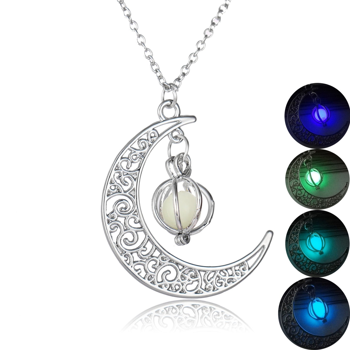 Fashion Moon Pendant Necklace With Natural Glowing Stone