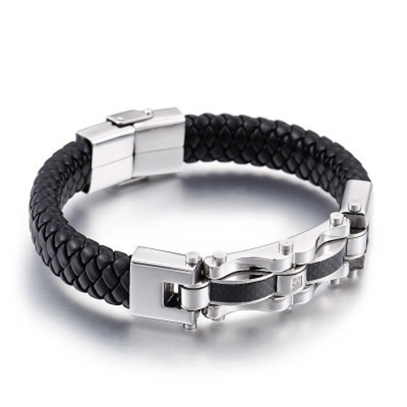 Men's Fashion Micropaved Carbon Fiber Bracelet