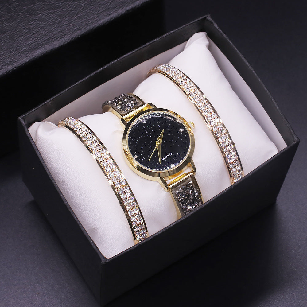 Ladies Watch Gold Bracelet Star Face Quartz