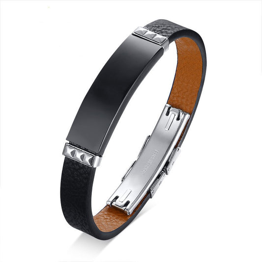 Stainless Steel And Leather Bracelet