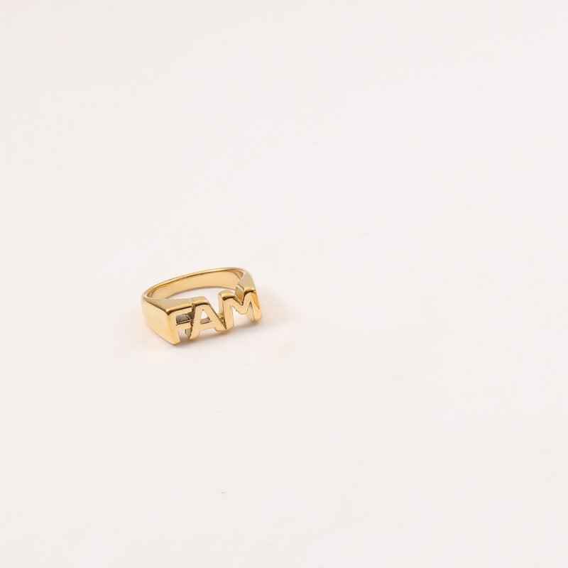 Letter Seal Titanium Steel Plating 18K Gold Ring