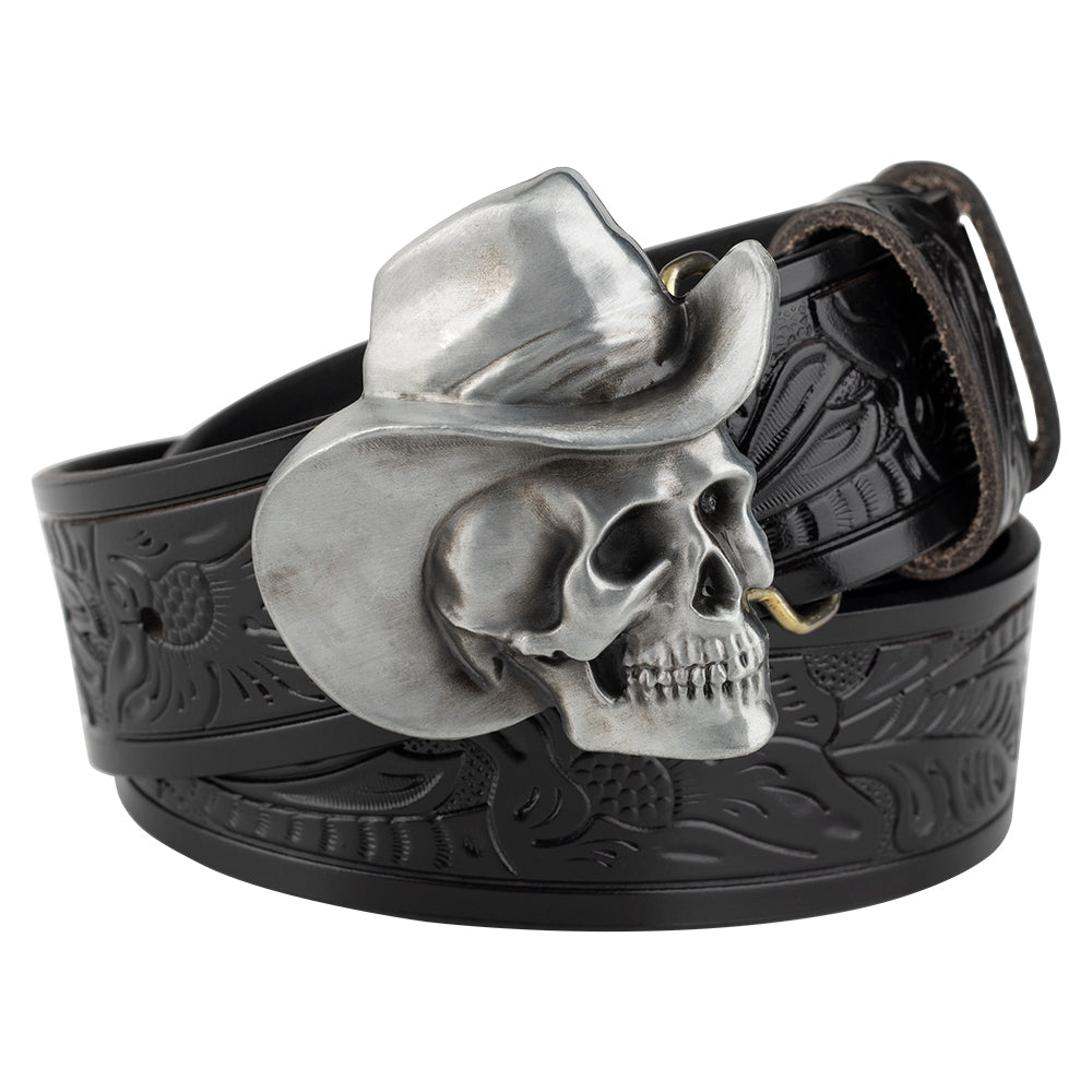 Hat Skull Alloy Belt Buckle Flower