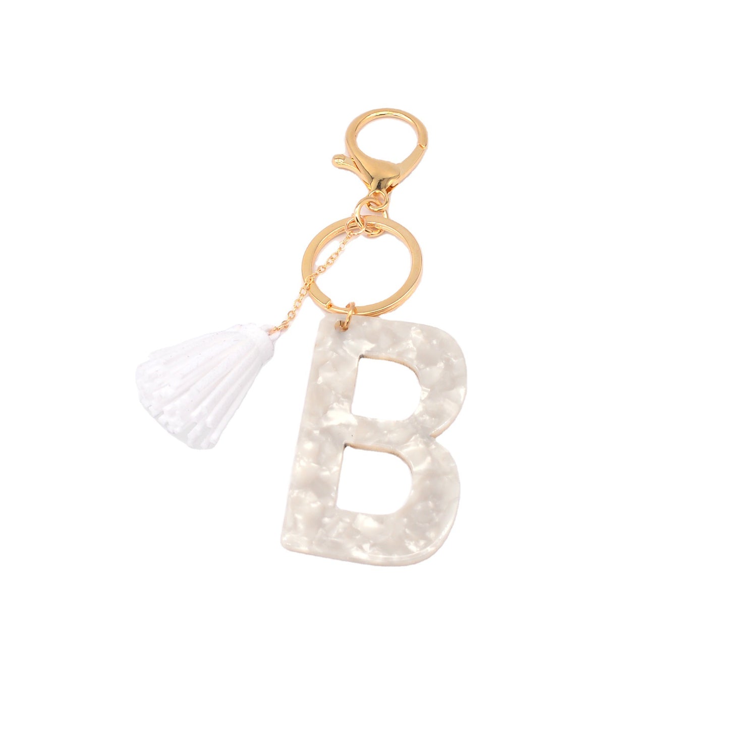 Acrylic Acid Alphabet Key Ring Tassel Bag Pendant