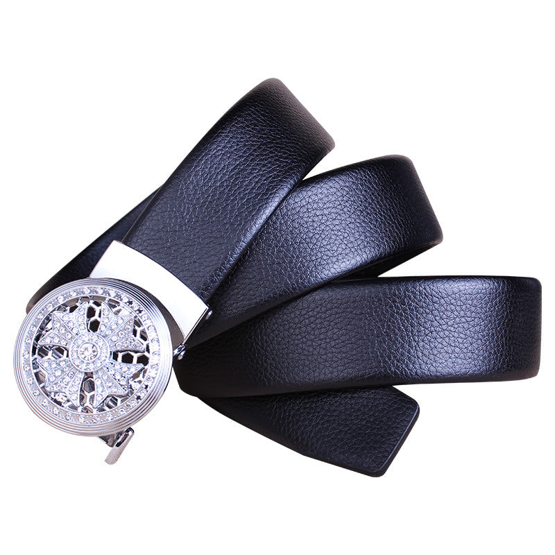 The Time Goes By Leather Automatic Buckle Men's Belt