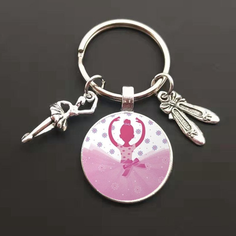 Fashion Ballet Glass Pendant Charm Keychain