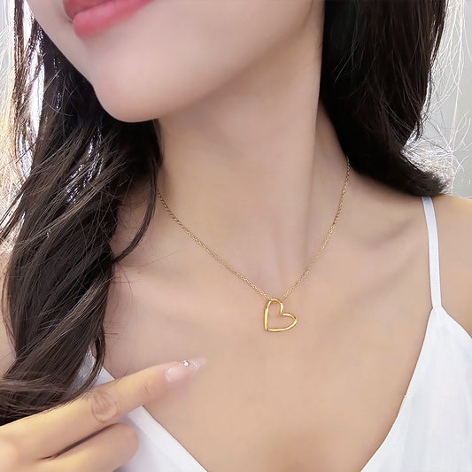 Simple Hollow Love Pendant Light Luxury Minority Design Temperament Clavicle Chain Female