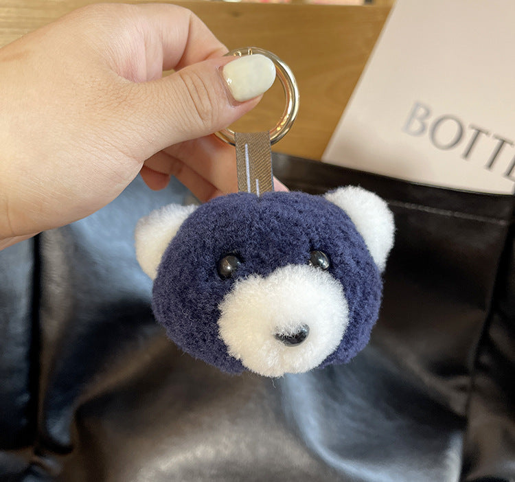 Real Wool Bear Car Keychain Fur Plush Doll