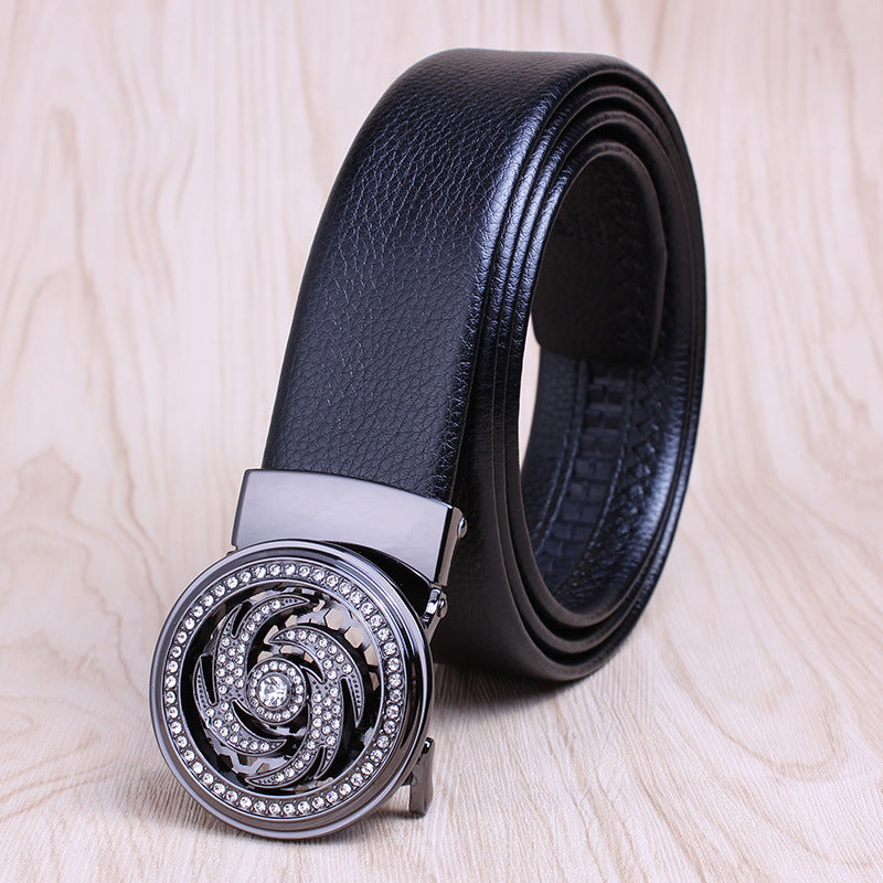 The Time Goes By Leather Automatic Buckle Men's Belt