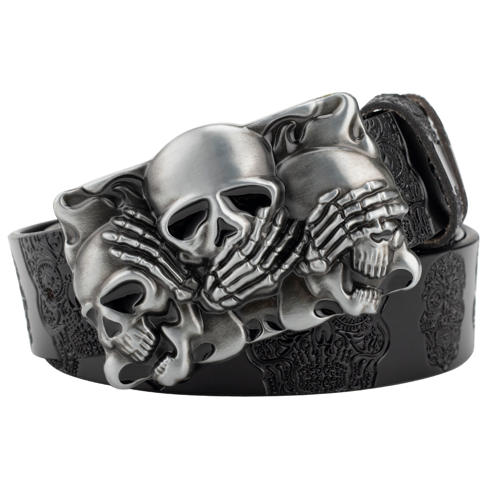 Skull Head Embossed With Two-Story Bull'S Head Belt