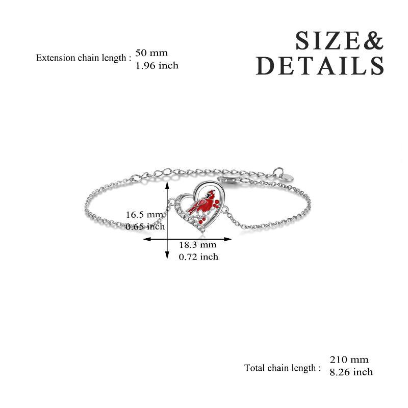 Red Cardinal Heart Shaped Zircon Sterling Silver Anklet Jewelry Gift For Women