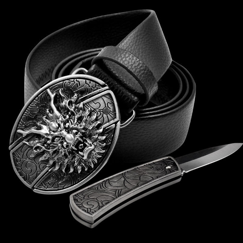 Leather Belt And Knife Set - Unisex, Durable, And Cool